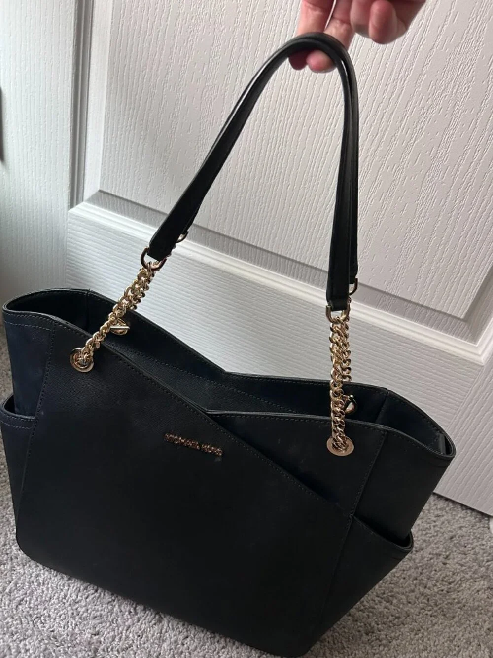 Michael Kors Jet Set Large Saffiano Leather Black Shoulder Bag